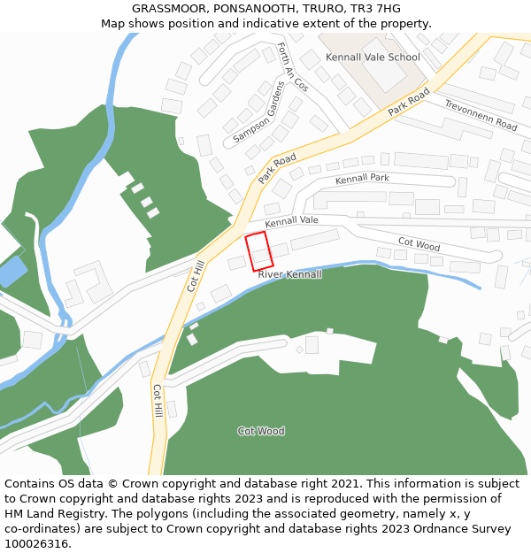 GRASSMOOR, PONSANOOTH, TRURO, TR3 7HG: Location map and indicative extent of plot