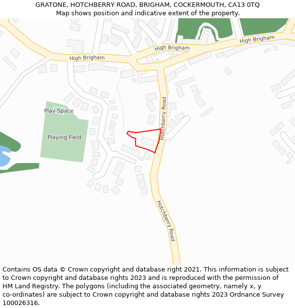 GRATONE, HOTCHBERRY ROAD, BRIGHAM, COCKERMOUTH, CA13 0TQ: Location map and indicative extent of plot