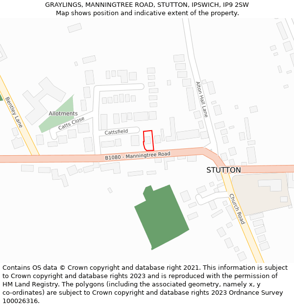 GRAYLINGS, MANNINGTREE ROAD, STUTTON, IPSWICH, IP9 2SW: Location map and indicative extent of plot