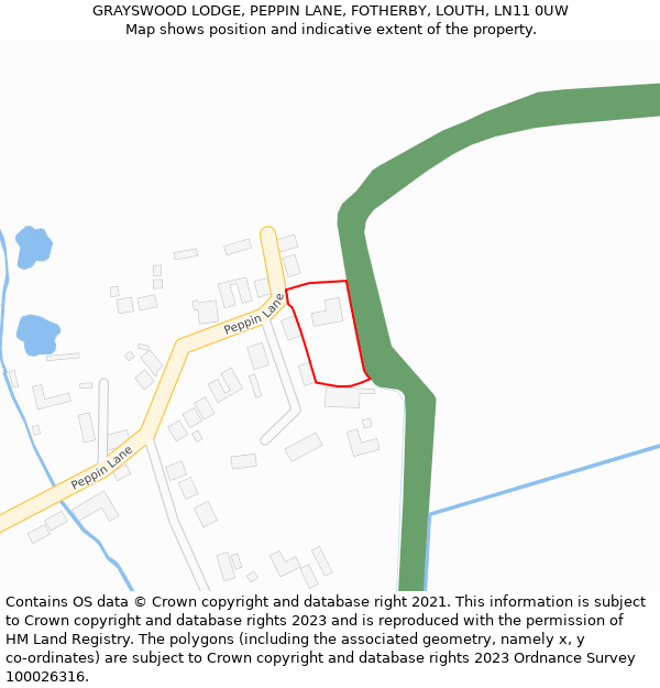 GRAYSWOOD LODGE, PEPPIN LANE, FOTHERBY, LOUTH, LN11 0UW: Location map and indicative extent of plot