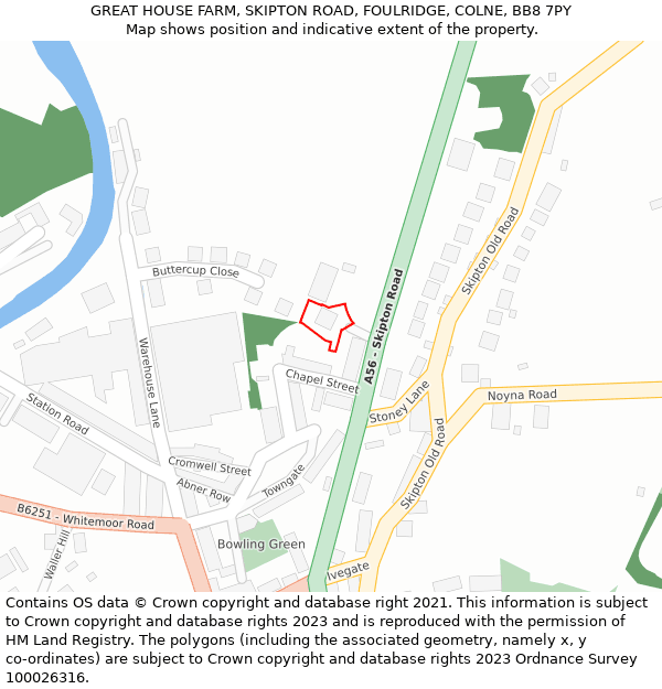 GREAT HOUSE FARM, SKIPTON ROAD, FOULRIDGE, COLNE, BB8 7PY: Location map and indicative extent of plot