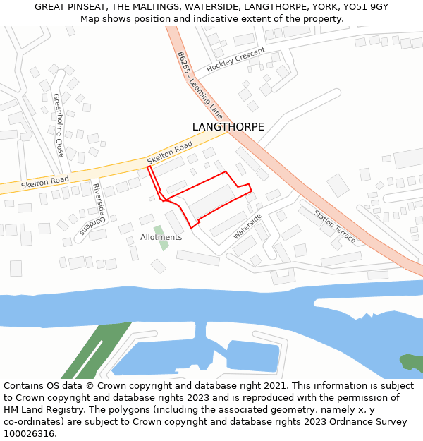 GREAT PINSEAT, THE MALTINGS, WATERSIDE, LANGTHORPE, YORK, YO51 9GY: Location map and indicative extent of plot