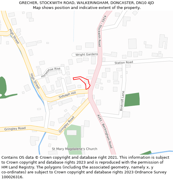 GRECHER, STOCKWITH ROAD, WALKERINGHAM, DONCASTER, DN10 4JD: Location map and indicative extent of plot