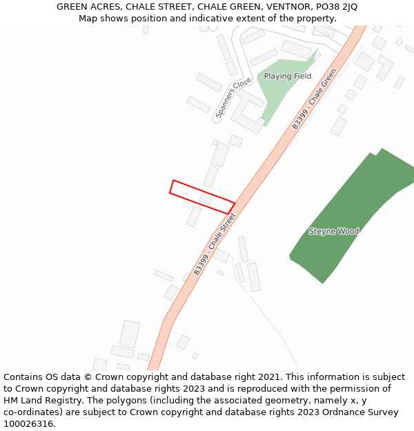 GREEN ACRES, CHALE STREET, CHALE GREEN, VENTNOR, PO38 2JQ: Location map and indicative extent of plot