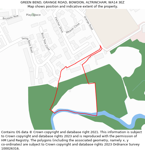 GREEN BEND, GRANGE ROAD, BOWDON, ALTRINCHAM, WA14 3EZ: Location map and indicative extent of plot