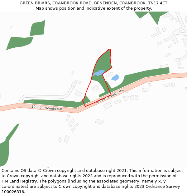 GREEN BRIARS, CRANBROOK ROAD, BENENDEN, CRANBROOK, TN17 4ET: Location map and indicative extent of plot