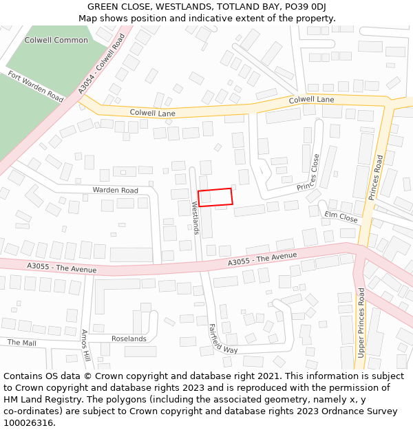 GREEN CLOSE, WESTLANDS, TOTLAND BAY, PO39 0DJ: Location map and indicative extent of plot