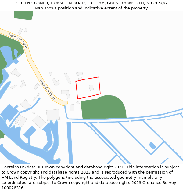 GREEN CORNER, HORSEFEN ROAD, LUDHAM, GREAT YARMOUTH, NR29 5QG: Location map and indicative extent of plot
