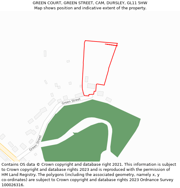 GREEN COURT, GREEN STREET, CAM, DURSLEY, GL11 5HW: Location map and indicative extent of plot