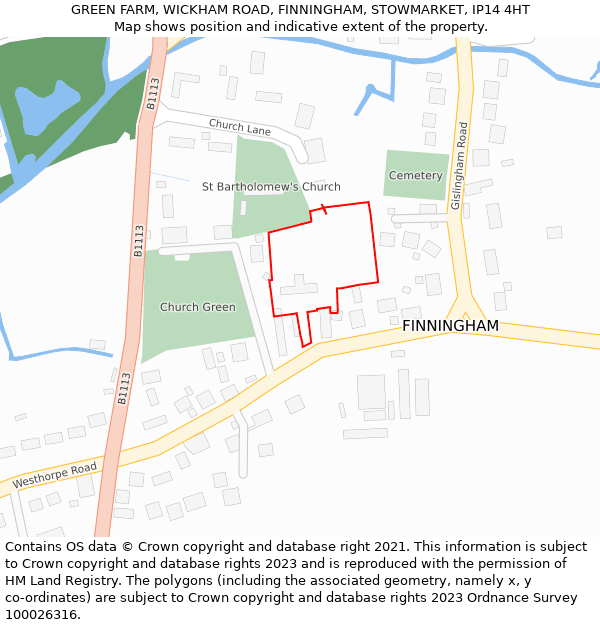 GREEN FARM, WICKHAM ROAD, FINNINGHAM, STOWMARKET, IP14 4HT: Location map and indicative extent of plot