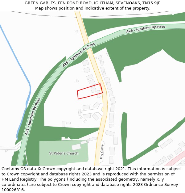 GREEN GABLES, FEN POND ROAD, IGHTHAM, SEVENOAKS, TN15 9JE: Location map and indicative extent of plot