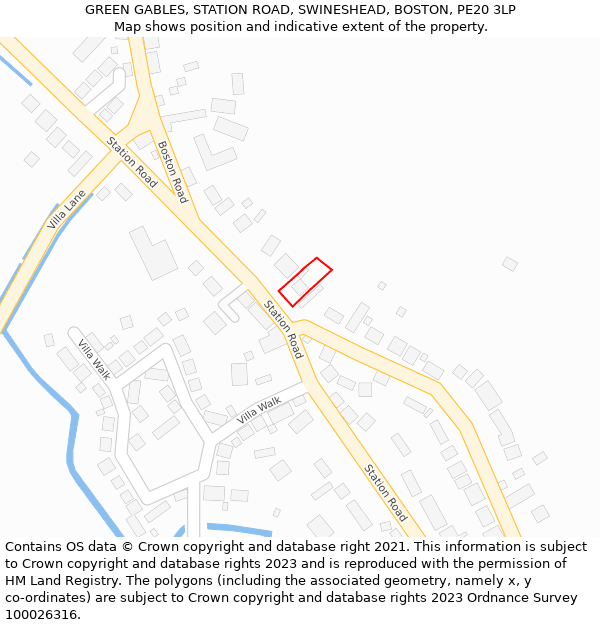 GREEN GABLES, STATION ROAD, SWINESHEAD, BOSTON, PE20 3LP: Location map and indicative extent of plot