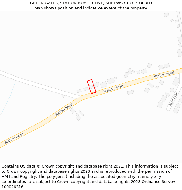 GREEN GATES, STATION ROAD, CLIVE, SHREWSBURY, SY4 3LD: Location map and indicative extent of plot