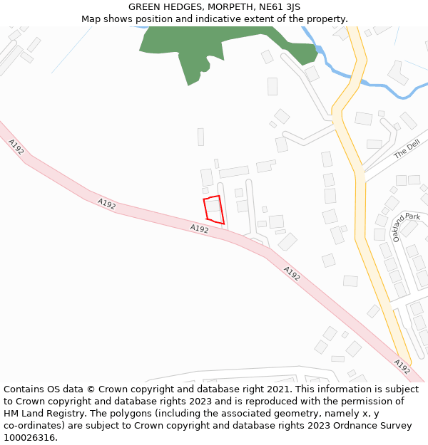 GREEN HEDGES, MORPETH, NE61 3JS: Location map and indicative extent of plot