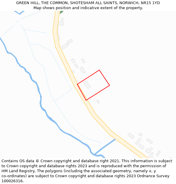 GREEN HILL, THE COMMON, SHOTESHAM ALL SAINTS, NORWICH, NR15 1YD: Location map and indicative extent of plot