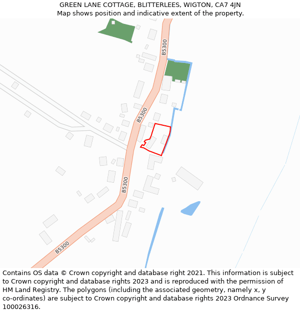 GREEN LANE COTTAGE, BLITTERLEES, WIGTON, CA7 4JN: Location map and indicative extent of plot