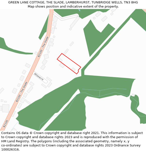 GREEN LANE COTTAGE, THE SLADE, LAMBERHURST, TUNBRIDGE WELLS, TN3 8HG: Location map and indicative extent of plot