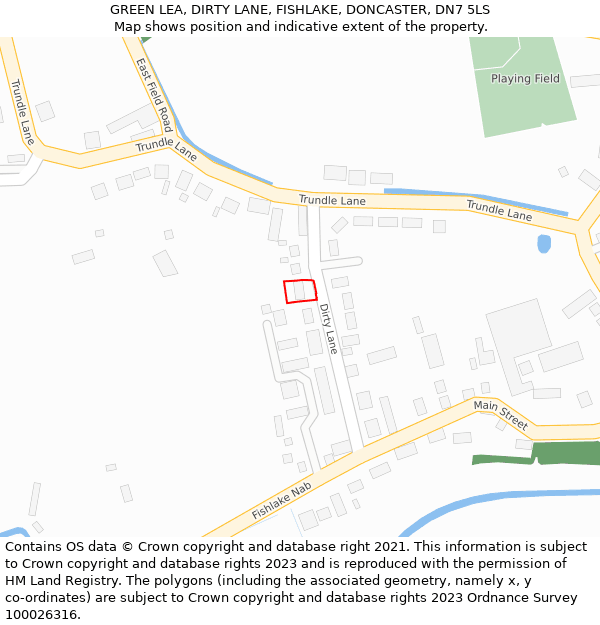 GREEN LEA, DIRTY LANE, FISHLAKE, DONCASTER, DN7 5LS: Location map and indicative extent of plot