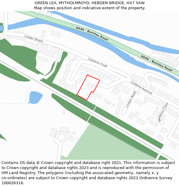 GREEN LEA, MYTHOLMROYD, HEBDEN BRIDGE, HX7 5AW: Location map and indicative extent of plot