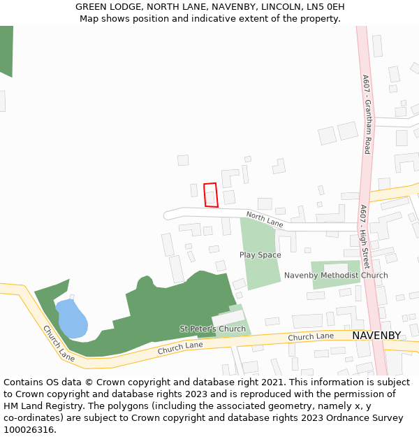 GREEN LODGE, NORTH LANE, NAVENBY, LINCOLN, LN5 0EH: Location map and indicative extent of plot