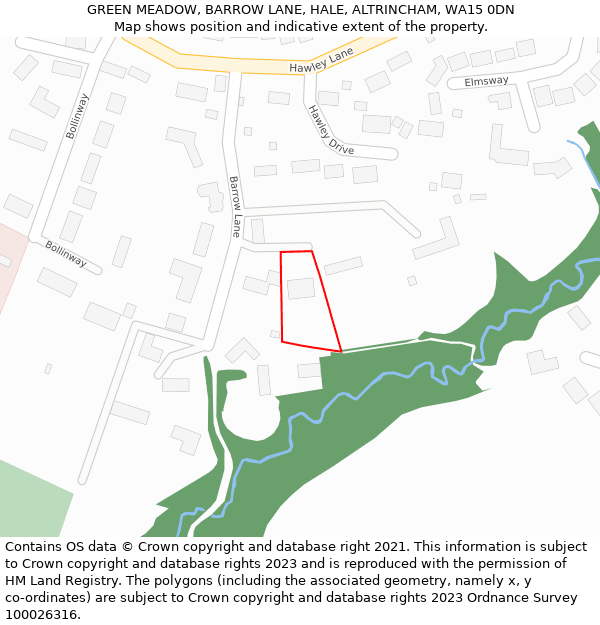 GREEN MEADOW, BARROW LANE, HALE, ALTRINCHAM, WA15 0DN: Location map and indicative extent of plot