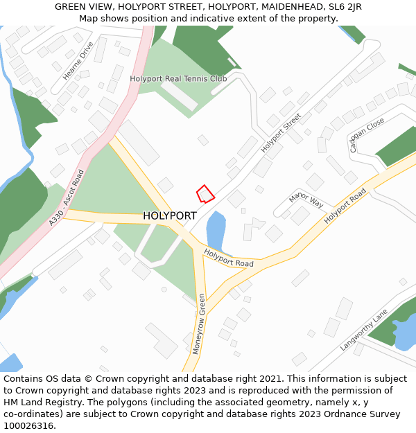 GREEN VIEW, HOLYPORT STREET, HOLYPORT, MAIDENHEAD, SL6 2JR: Location map and indicative extent of plot