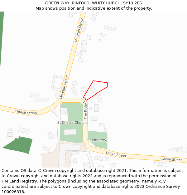 GREEN WAY, PINFOLD, WHITCHURCH, SY13 2ES: Location map and indicative extent of plot