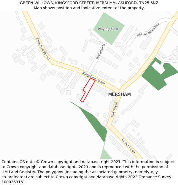 GREEN WILLOWS, KINGSFORD STREET, MERSHAM, ASHFORD, TN25 6NZ: Location map and indicative extent of plot