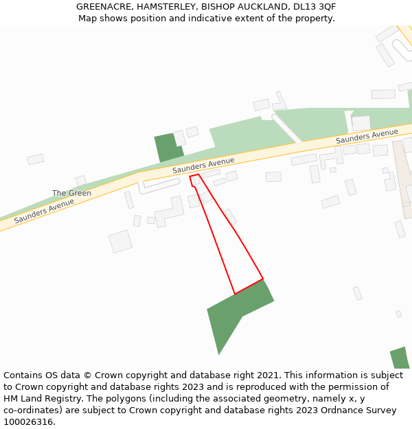 GREENACRE, HAMSTERLEY, BISHOP AUCKLAND, DL13 3QF: Location map and indicative extent of plot