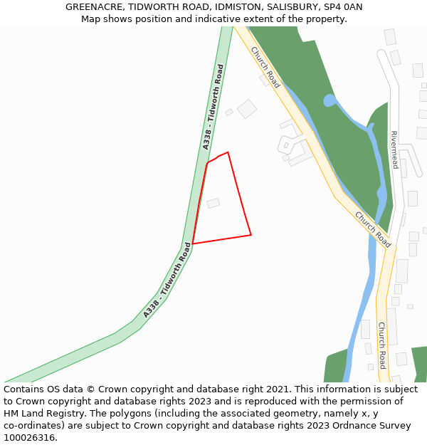 GREENACRE, TIDWORTH ROAD, IDMISTON, SALISBURY, SP4 0AN: Location map and indicative extent of plot