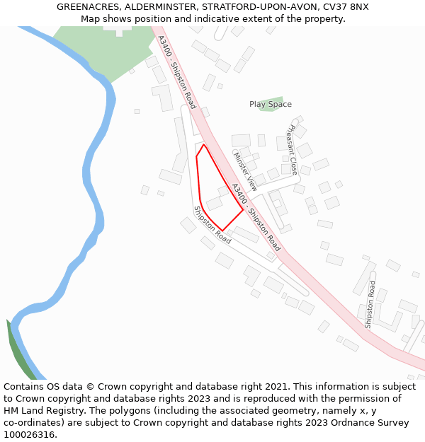 GREENACRES, ALDERMINSTER, STRATFORD-UPON-AVON, CV37 8NX: Location map and indicative extent of plot