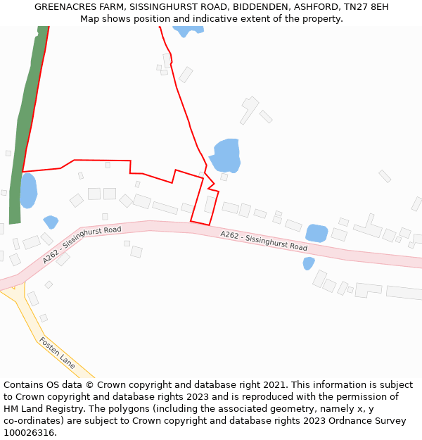 GREENACRES FARM, SISSINGHURST ROAD, BIDDENDEN, ASHFORD, TN27 8EH: Location map and indicative extent of plot