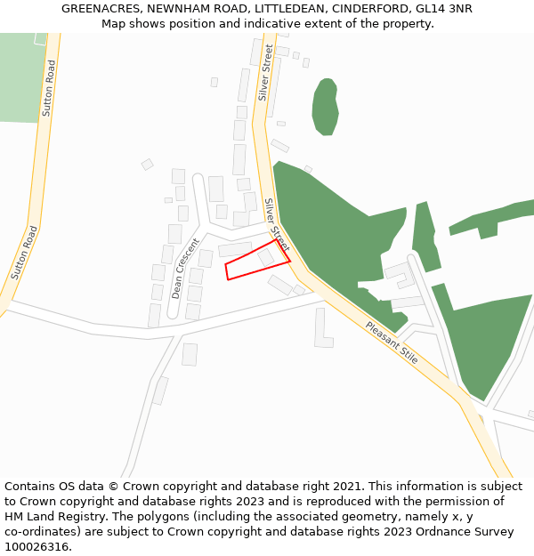 GREENACRES, NEWNHAM ROAD, LITTLEDEAN, CINDERFORD, GL14 3NR: Location map and indicative extent of plot