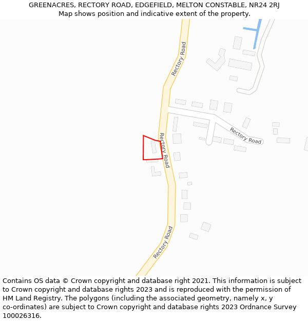 GREENACRES, RECTORY ROAD, EDGEFIELD, MELTON CONSTABLE, NR24 2RJ: Location map and indicative extent of plot