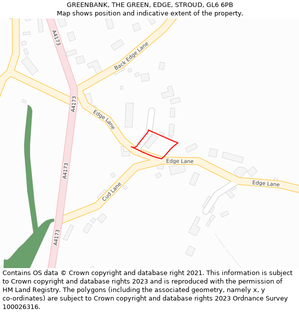 GREENBANK, THE GREEN, EDGE, STROUD, GL6 6PB: Location map and indicative extent of plot