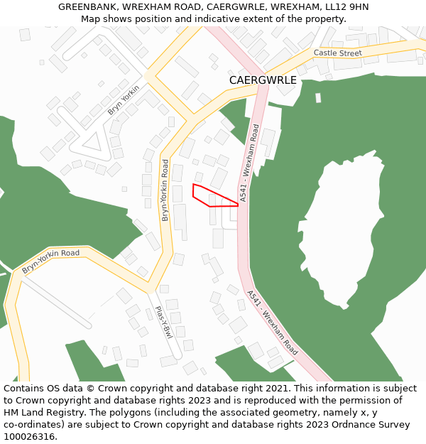 GREENBANK, WREXHAM ROAD, CAERGWRLE, WREXHAM, LL12 9HN: Location map and indicative extent of plot