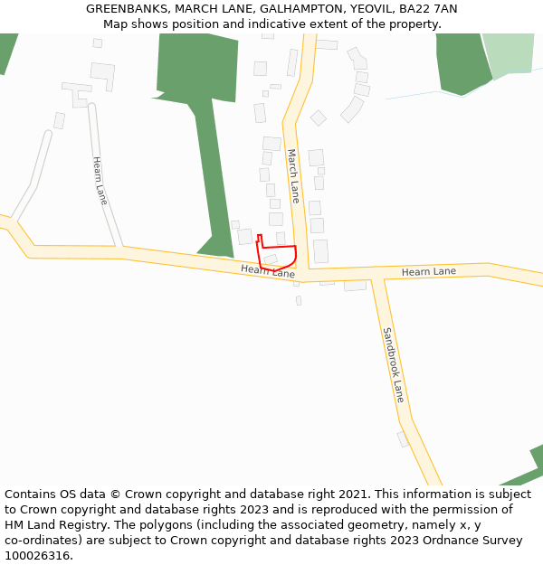 GREENBANKS, MARCH LANE, GALHAMPTON, YEOVIL, BA22 7AN: Location map and indicative extent of plot