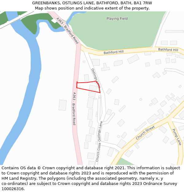 GREENBANKS, OSTLINGS LANE, BATHFORD, BATH, BA1 7RW: Location map and indicative extent of plot