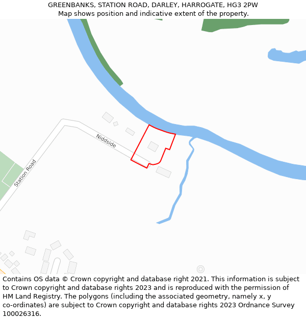 GREENBANKS, STATION ROAD, DARLEY, HARROGATE, HG3 2PW: Location map and indicative extent of plot