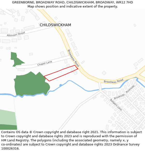 GREENBORNE, BROADWAY ROAD, CHILDSWICKHAM, BROADWAY, WR12 7HD: Location map and indicative extent of plot