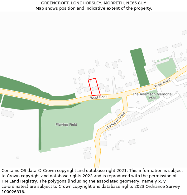 GREENCROFT, LONGHORSLEY, MORPETH, NE65 8UY: Location map and indicative extent of plot