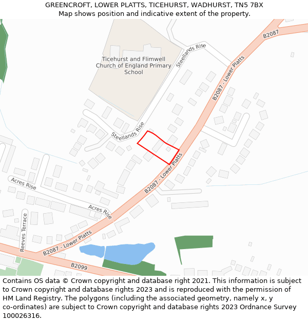 GREENCROFT, LOWER PLATTS, TICEHURST, WADHURST, TN5 7BX: Location map and indicative extent of plot