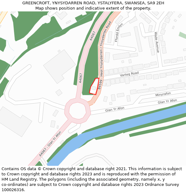 GREENCROFT, YNYSYDARREN ROAD, YSTALYFERA, SWANSEA, SA9 2EH: Location map and indicative extent of plot