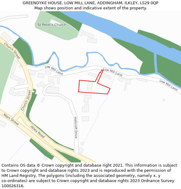 GREENDYKE HOUSE, LOW MILL LANE, ADDINGHAM, ILKLEY, LS29 0QP: Location map and indicative extent of plot