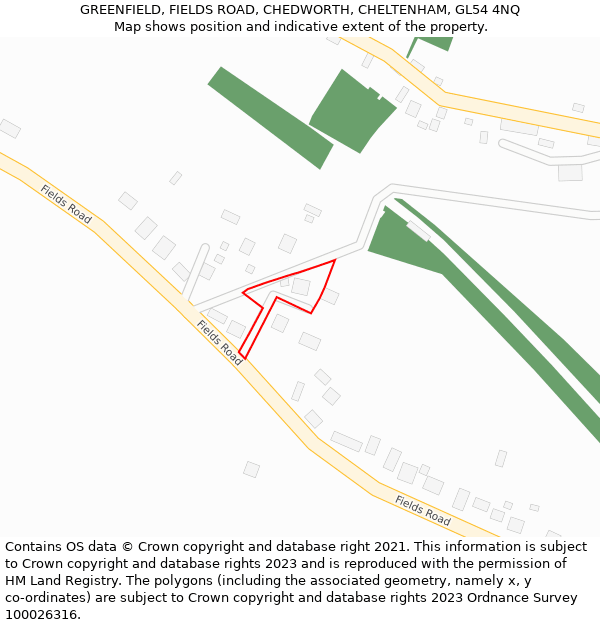 GREENFIELD, FIELDS ROAD, CHEDWORTH, CHELTENHAM, GL54 4NQ: Location map and indicative extent of plot