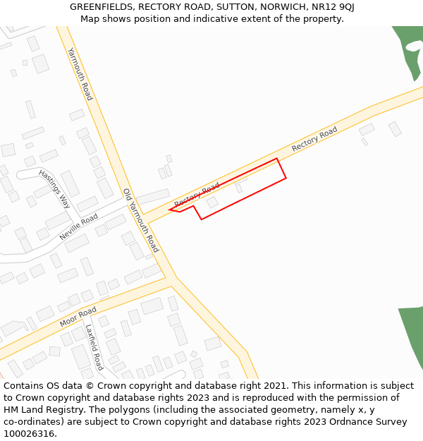 GREENFIELDS, RECTORY ROAD, SUTTON, NORWICH, NR12 9QJ: Location map and indicative extent of plot