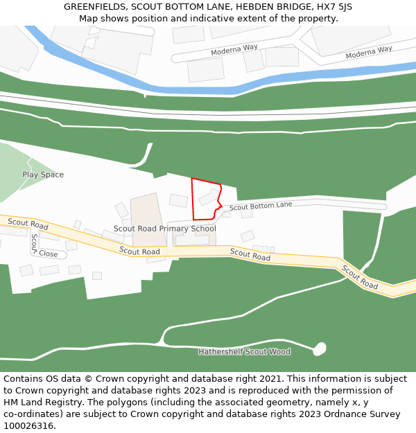GREENFIELDS, SCOUT BOTTOM LANE, HEBDEN BRIDGE, HX7 5JS: Location map and indicative extent of plot