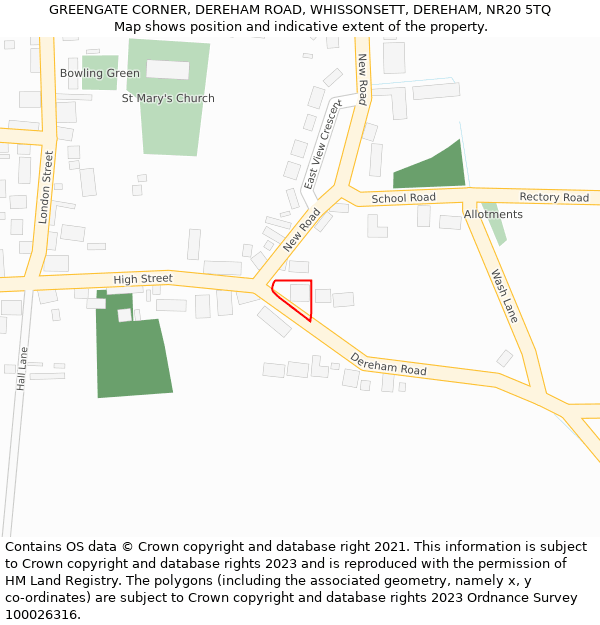 GREENGATE CORNER, DEREHAM ROAD, WHISSONSETT, DEREHAM, NR20 5TQ: Location map and indicative extent of plot