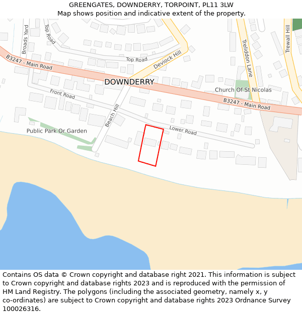 GREENGATES, DOWNDERRY, TORPOINT, PL11 3LW: Location map and indicative extent of plot