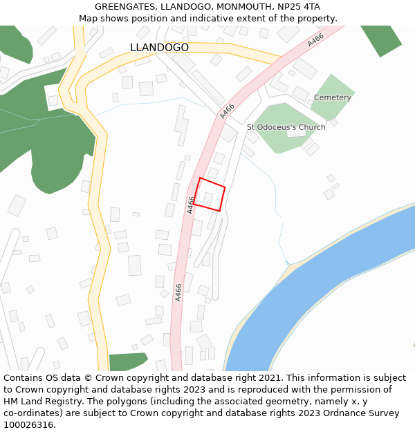 GREENGATES, LLANDOGO, MONMOUTH, NP25 4TA: Location map and indicative extent of plot